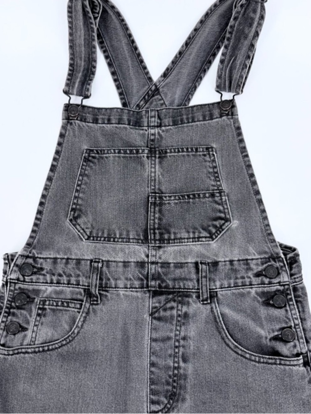 ❤️ Free People Ziggy Faded Black Grey Overalls Size Medium - Picture 2 of 6